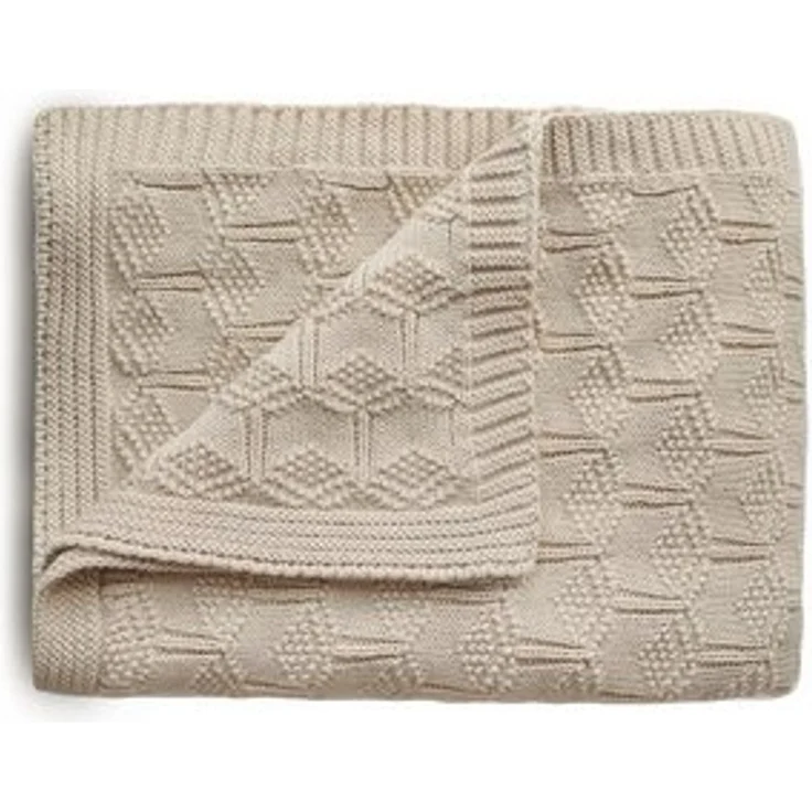 mushie Gestrickte Decke für Baby & Kinder | Decke auf 80x100 cm & 100% Bio-Baumwolle | Vielseitig & Perfekt für jedes Wetter (Honeycomb Beige) – Bild 6