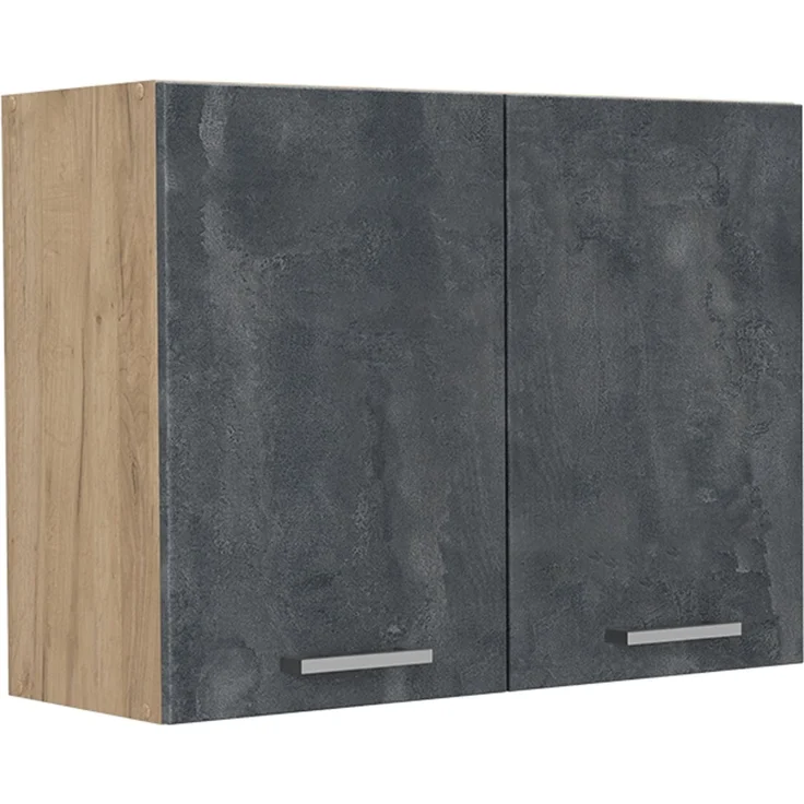 Küchenglasschrank R-Line Schwarz Beton/Goldkraft Eiche 80 cm Vicco – Bild 1