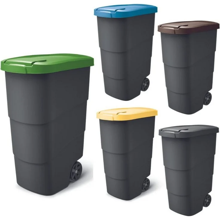 Prosperplast Mülltonnenbox Mülleimer Mülltonne Abfallbehälter Abfallcontainer 90L, Deckelverriegelung, Mit Deckel, Mit Griff, Mit Rädern, Wetterresistent – Bild 1