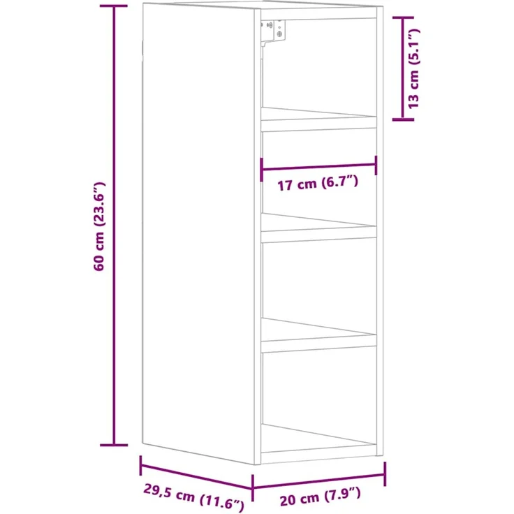 vidaXL Hängeschrank Riga Betongrau 20x29,5x60 cm Holzwerkstoff 854160 – Bild 10
