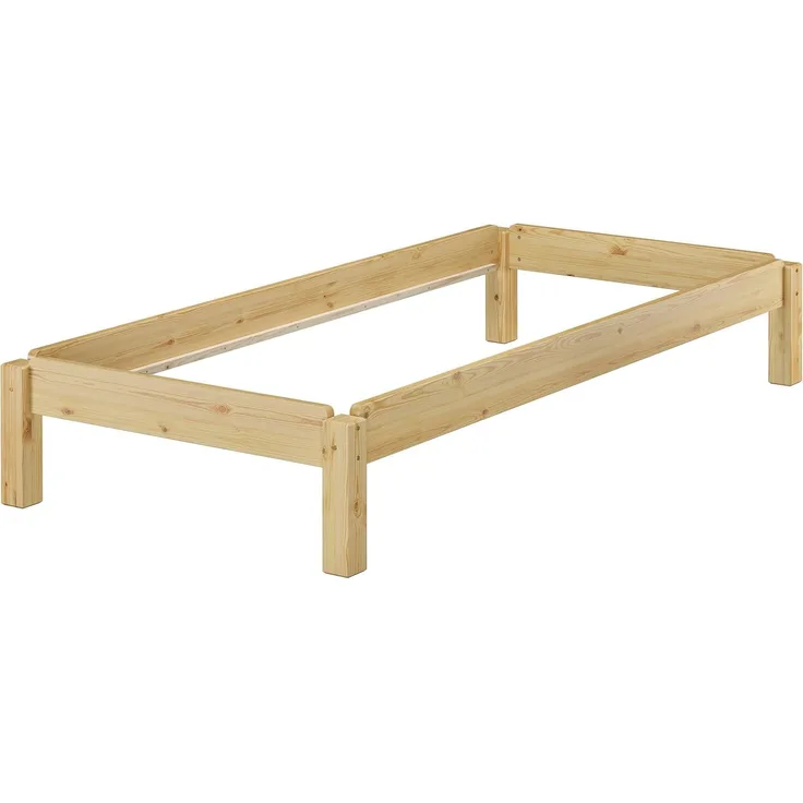 Massivholzbett Stapelbett Kiefer Natur 80x190cm Einzelbett stapelbar Gästebett 60.48-08-190oR