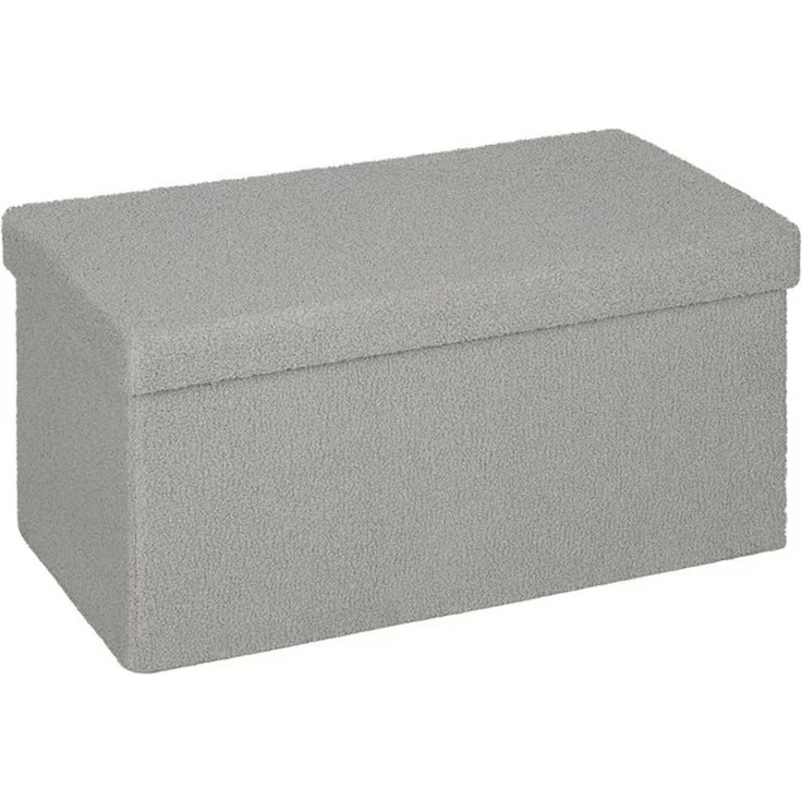 HOMCOM Sitzbank mit Stauraum faltbar Polsterbank mit Samtoptik, Sitztruhe, Truhenbank für Wohnzimmer Schlafzimmer Flur 76 x 38 x 38 cm, Hellgrau – Bild 4