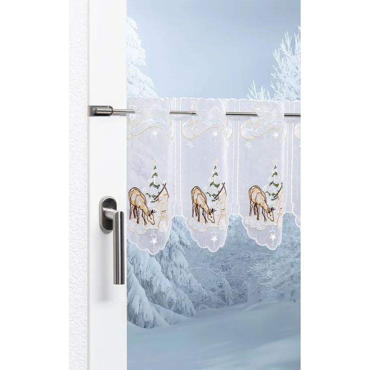 Scheibengardine Plauener Spitze - Futterkrippe (Bx H) 226.80cm * 30cm Braun/terrabraun – Bild 4