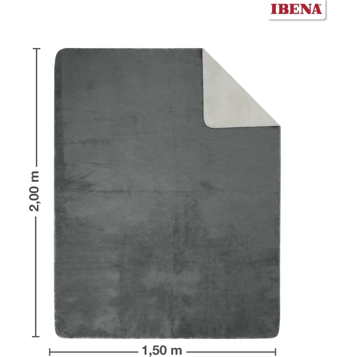 Ibena 'Dublin' Uni Doublefacedecke, Baumwollmischgewebe anthrazit/silber, 150x200cm – Bild 5