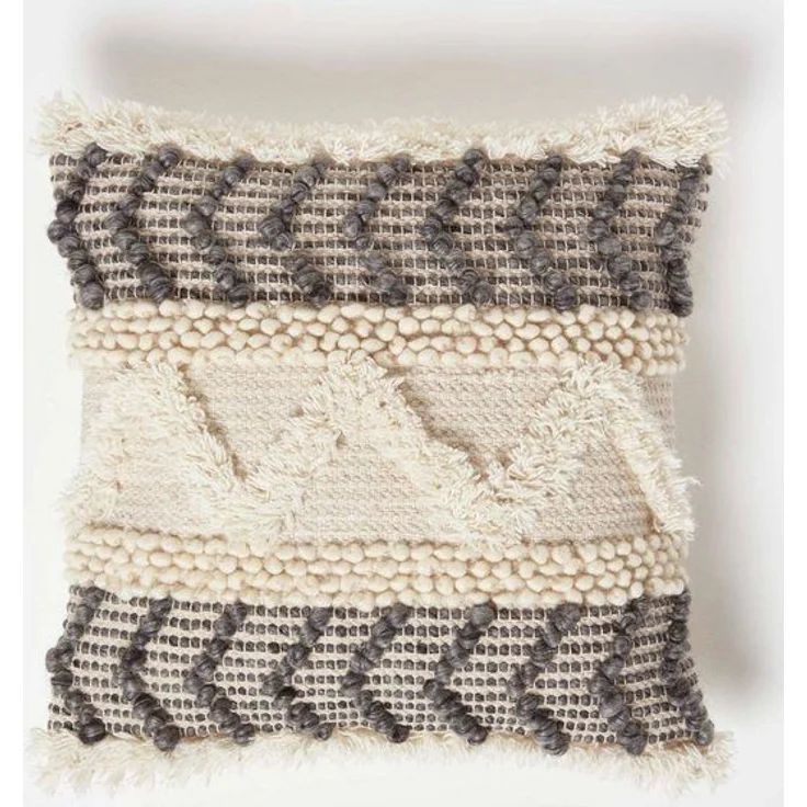Homescapes Dekokissen Kelim Kissen Lindi creme-grau – Kissen 45x45 cm mit Füllung – Bild 4