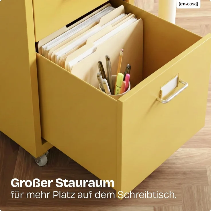 Rollcontainer Kökar mit 8 Schubladen 109x28x41 cm Gelb [en. casa] – Bild 5