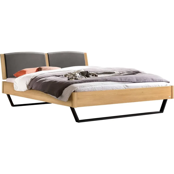 Hasena Bett Marola Eiche bright mit gepolstertem Kopfteil 180x220 cm, Komforthöhe 25 cm