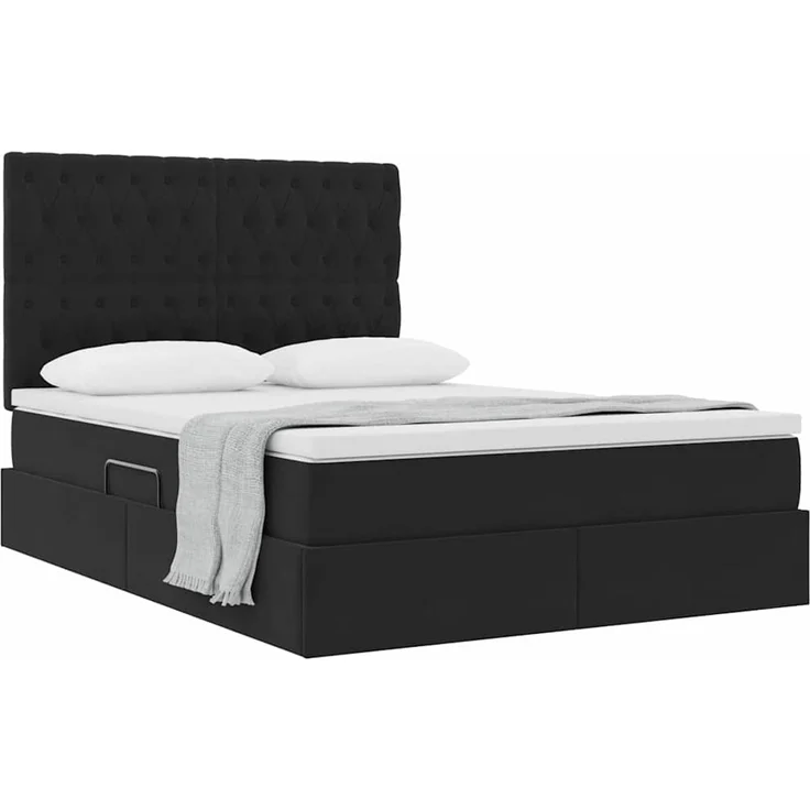 vidaXL Aufbewahrungsbett mit Matratze Schwarz 140 x 200 cm Samt 3372095 – Bild 3