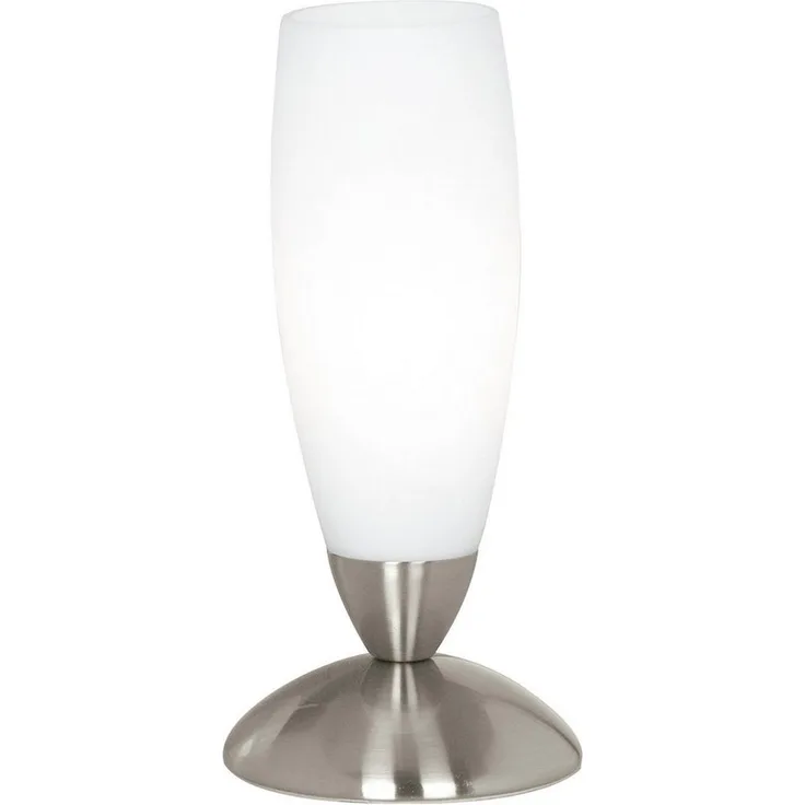 Eglo 82305 Tischleuchte SLIM Stahl nickel-matt, Glas weiss E14 max. 1X40W H:22cm Ø7cm mit Kabelschalter