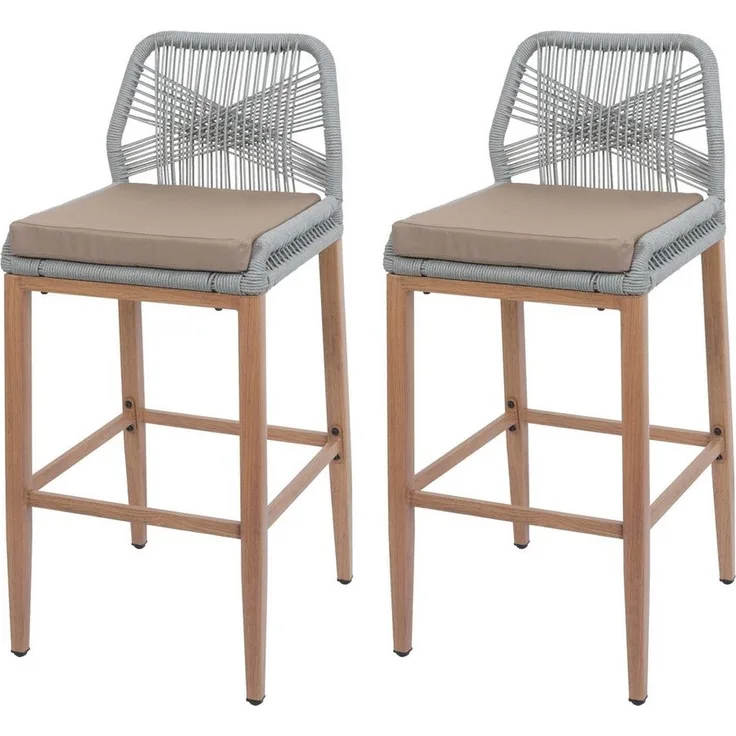 MCW Barhocker MCW-O21 (2 St), Mit Fußstütze, Inklusive Sitzkissen, Verstellbare Fußbodenschoner