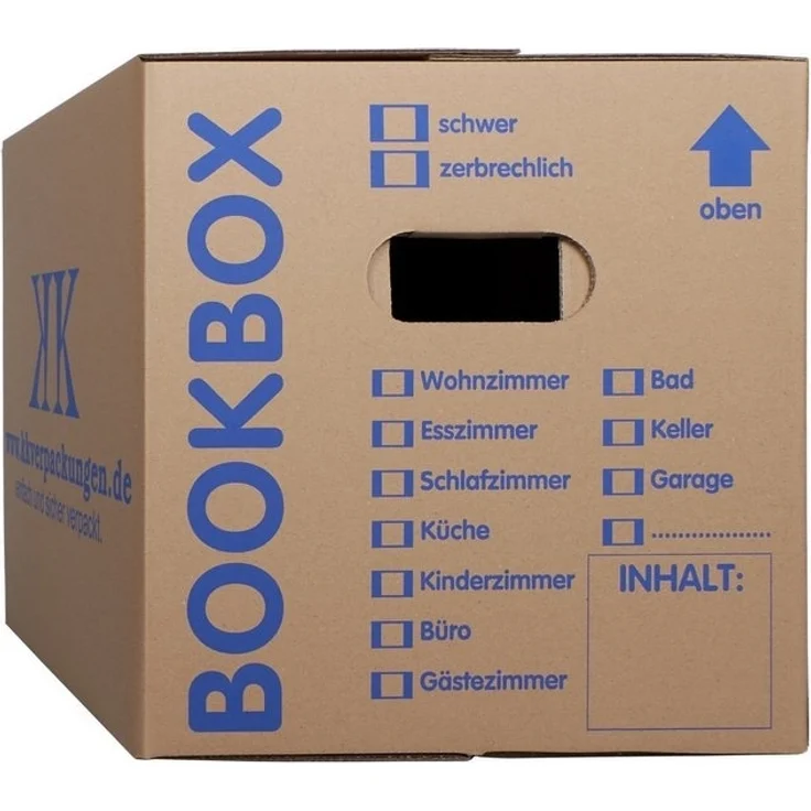 KK Verpackungen Aufbewahrungsbox (Spar-Set, 5 St, 5er-Set), Profi Bücherkartons Bücherkarton Umzugskiste 2-wellig 40kg Braun – Bild 4