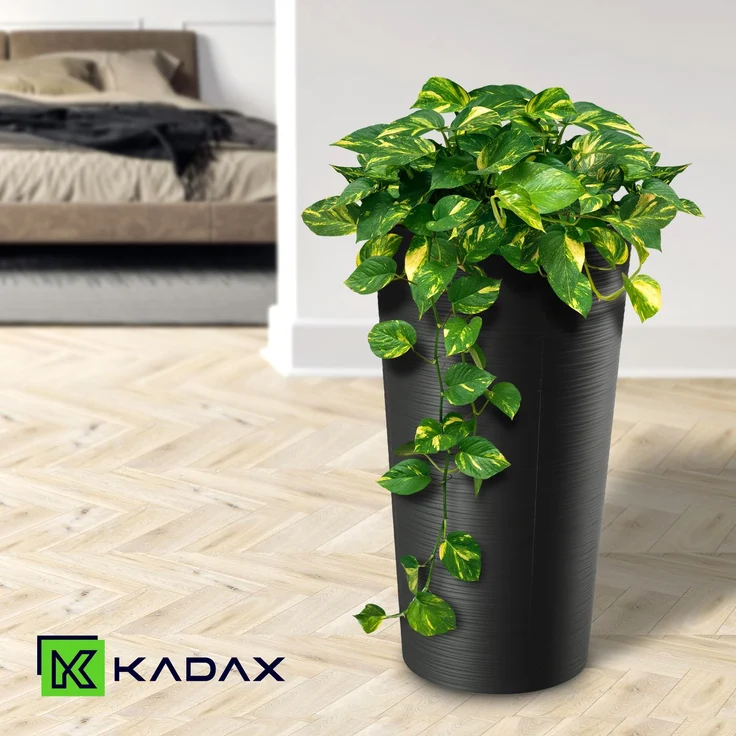 KADAX Blumentopf Blumentopf 36cm Abdeckung mit Einsatz Blumenständer Kunststoff Graphit – Bild 8