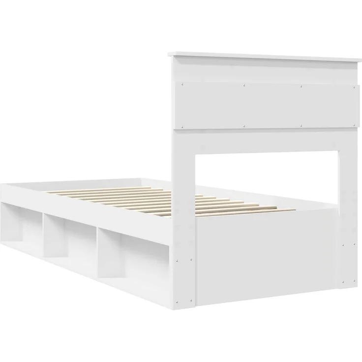 vidaXL Bettrahmen mit Kopfteil Weiß 75 x 190 cm Massives Kiefernholz 3409815 – Bild 8