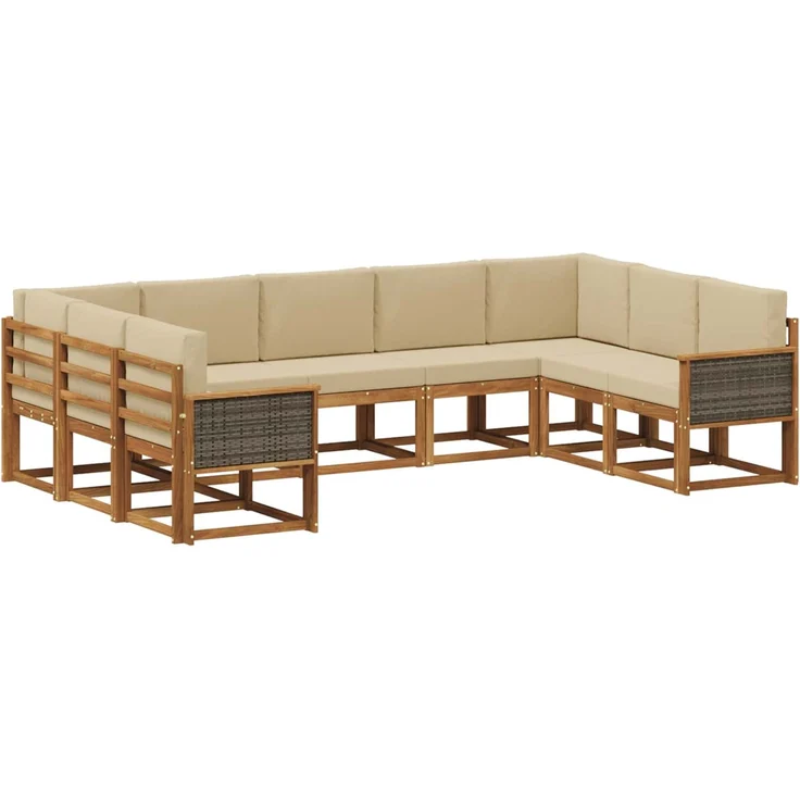 vidaXL Outdoor-Sofagarnitur 9 stk. 9-Sitzer Natur und Beige 3385529 – Bild 2