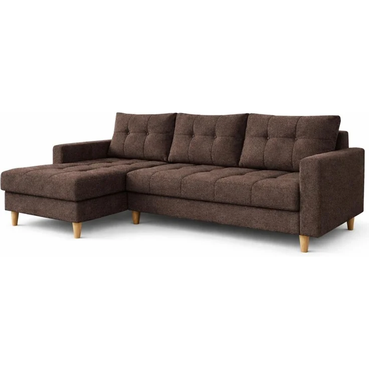 KRISAN MÖBEL Ecksofa ARCTIC in Braun Stoff MALMO 222 x 90 x 140 cm Modernes Schlafsofa mit Bettfunktion und Bettkasten – Bild 1