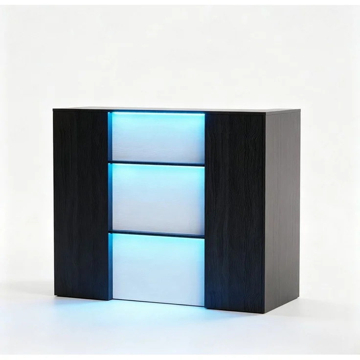 PEALOV Empfangstheke mit RGB-LED-Beleuchtung, Verkaufstheke mit Stauraum, 120 x 50 x 100 cm (1-St), Vielseitige Rezeptionstheke für Büro, Salon, Geschäft und Café – Bild 3