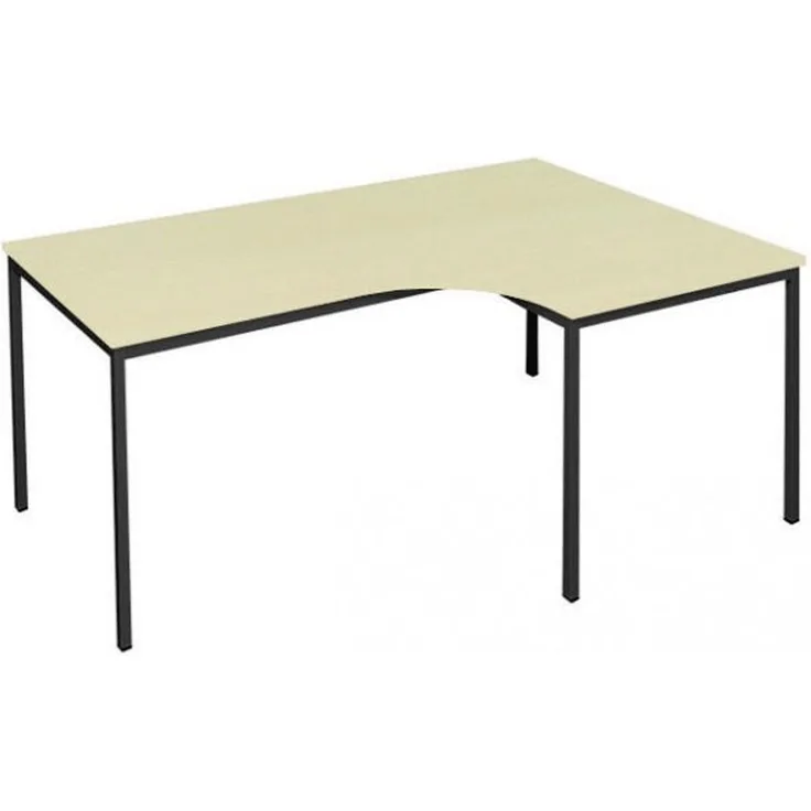 Freiformtisch - 750 x 2000 x 800/1200x800 mm - tiefschwarz/ahorn - Winkel rechts 332112