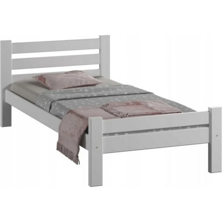 Home Collective Bettgestell Massivholzbett, Einzelbett mit Lattenrost & sicherem Lack, 210x102x72 cm, Weiß – Bild 3