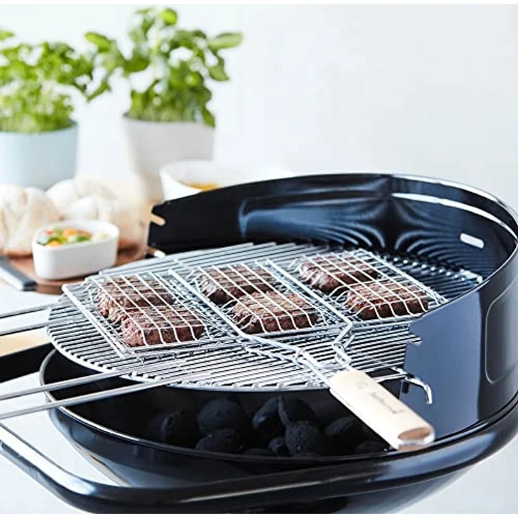 Barbecook Hamburgergrill perfekt für die zubereitug von 6 burgern, aus Chrom und Holz, 35x23 cm, Silber,holzfarbe – Bild 7