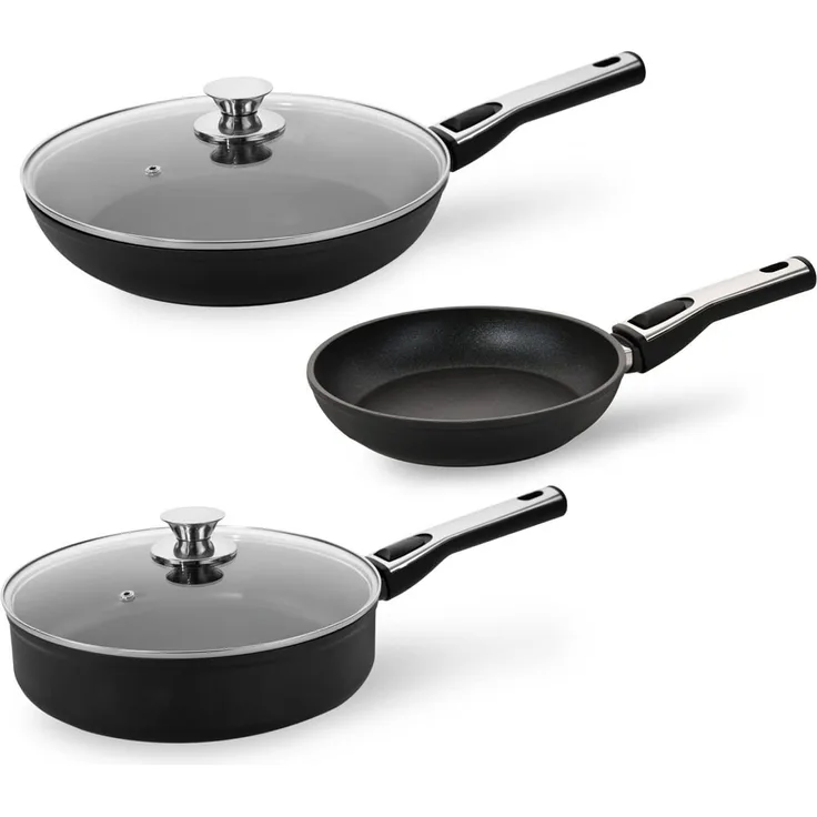 Genius Pfannen-Set Cerafit Plasma Pfanne 5er Set, Aluminium, abnehmbarer Griff