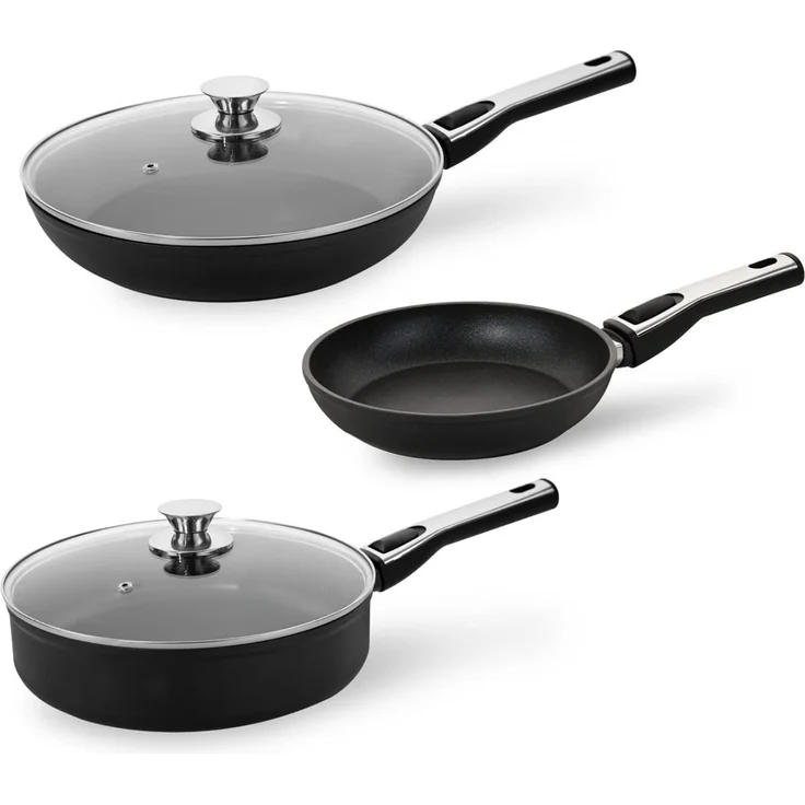 Genius Pfannen-Set Cerafit Plasma Pfanne 5er Set, Aluminium, abnehmbarer Griff