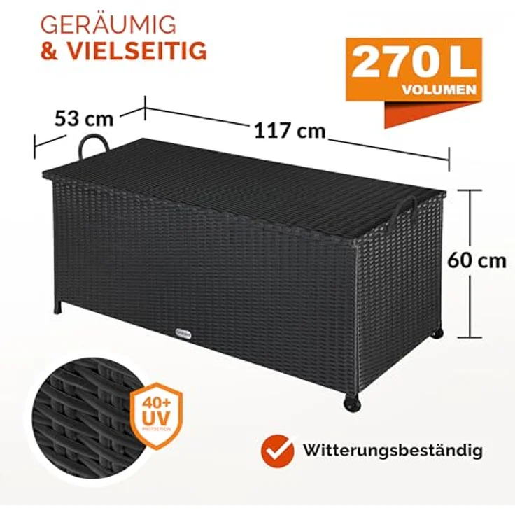 Casaria Auflagenbox, Aufbewahrungsbox UV beständig Wetterfest Garten – Bild 7
