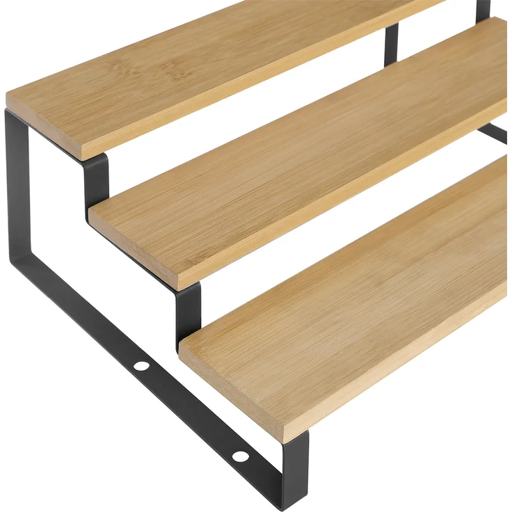 SONGMICS Gewürzregale, Küchenregale stehend, Küchen-Organizer, 2er Set, Holzwerkstoff, je 3 Ablagen, ausziehbar, stapelbar, für Speisekammer, Arbeitsplatte, naturbeige-tintenschwarz KCS016N01 – Bild 10