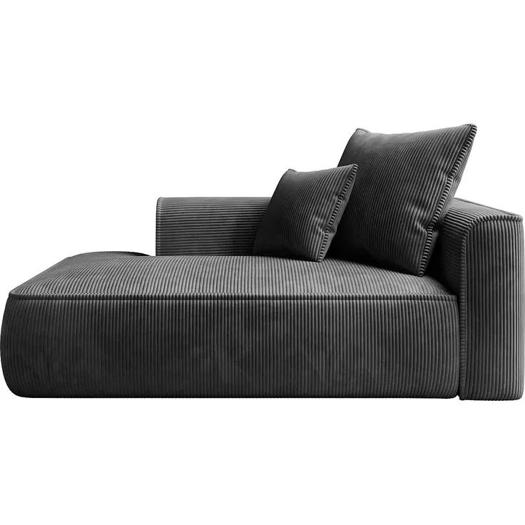 Vente-unique - PINETA Chaise longue SamtStoff Grau - B 115 cm x H 67 cm x L 180 cm – Bild 3