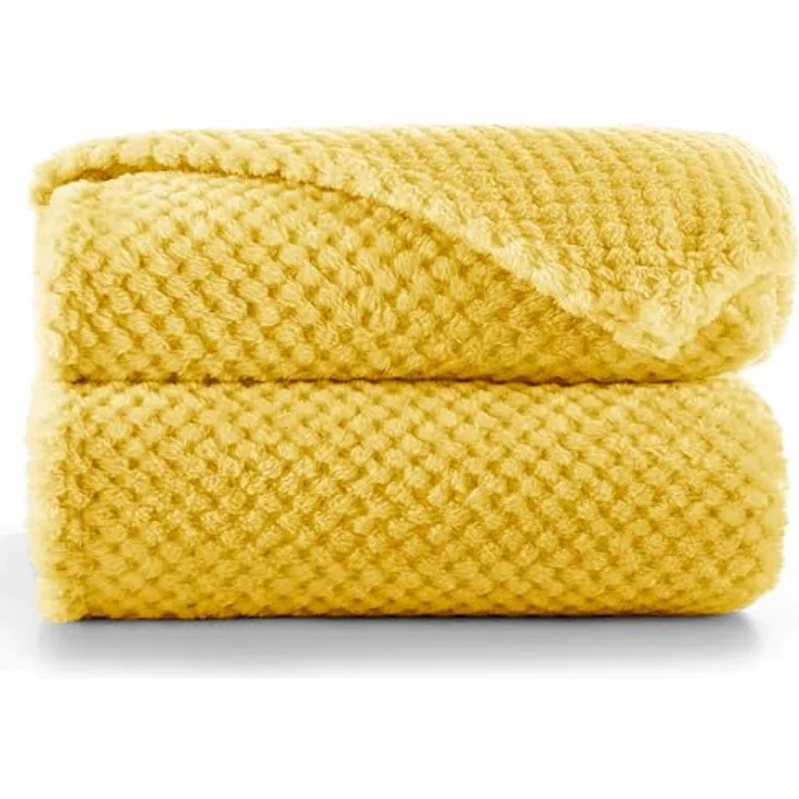 DecoKing Kuscheldecke 70x150 cm senfgelb Decke Microfaser Wohndecke Tagesdecke Fleece weich sanft kuschelig skandinavischer Stil gelb Henry – Bild 2