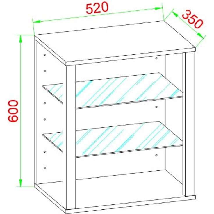 MID.YOU Hängevitrine Glasol, Anthrazit, 2 Fächer, 52x60x35 cm, hängend aus Holzwerkstoff – Bild 3