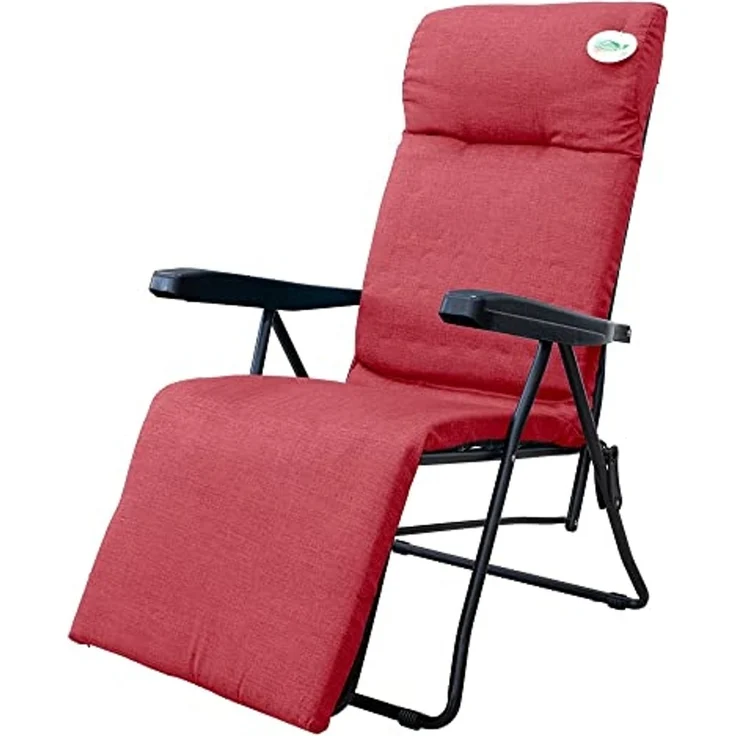 GARDENIA Liegestuhl zum Relaxen, neigbar, automatisch, rot, aus Stahllegierung, 84 x 60 x H 105 cm – Bild 6