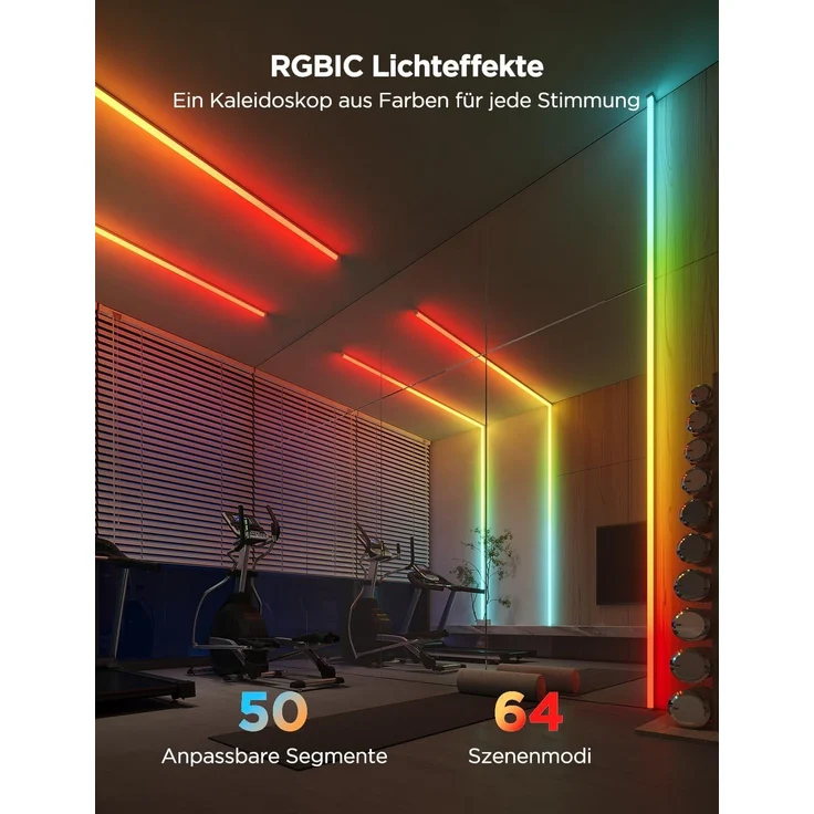 Govee RGBIC LED Strip mit Profil, 3M Smart LED Streifen Kompatibel mit Alexa & Google Assistant, 64 Szenenmodi, APP-Steuerung, Schiene mit Leisten für Schlafzimmer, Sockelleisten, Kabinett, – Bild 5