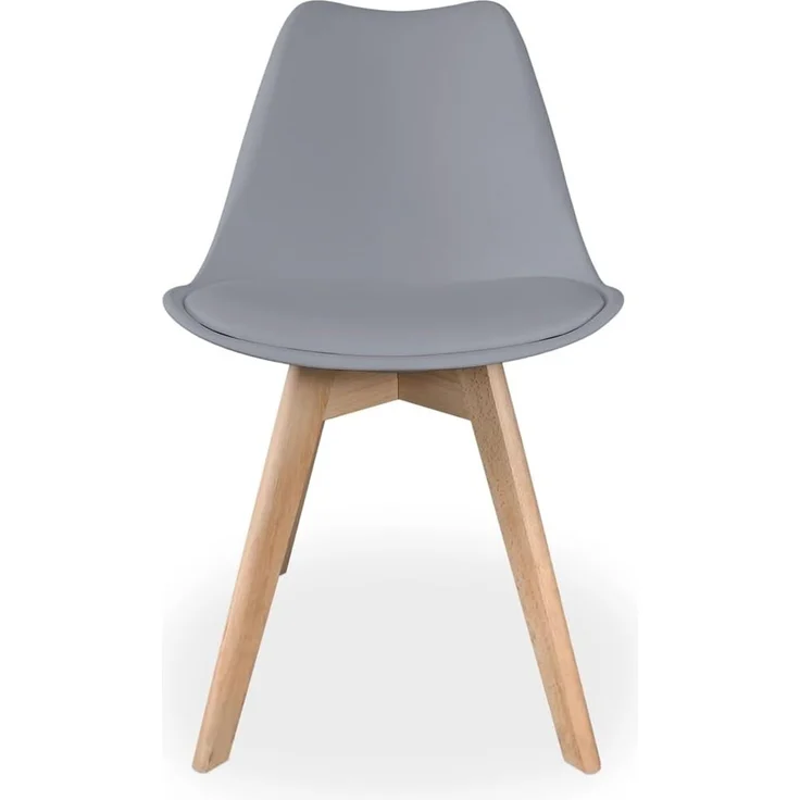 Homey, Skandinavische gepolsterte Stühle für Küche, Wohnzimmer oder Esszimmer, Modell Sena, Holzbeine, praktisch und funktional, einfache Montage, Grau – Bild 4
