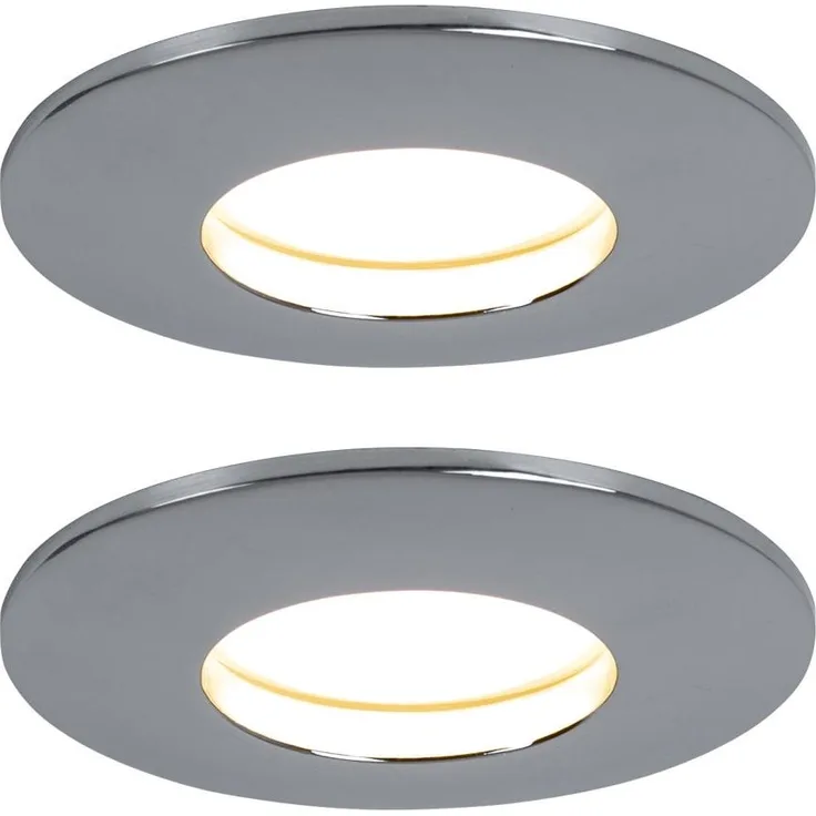 2er Set LED Einbauleuchte, rund, chrom, 8,3 cm