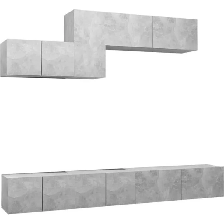 vidaXL 6-tlg. TV-Schrank-Set Betongrau Spanplatte [3079150]
