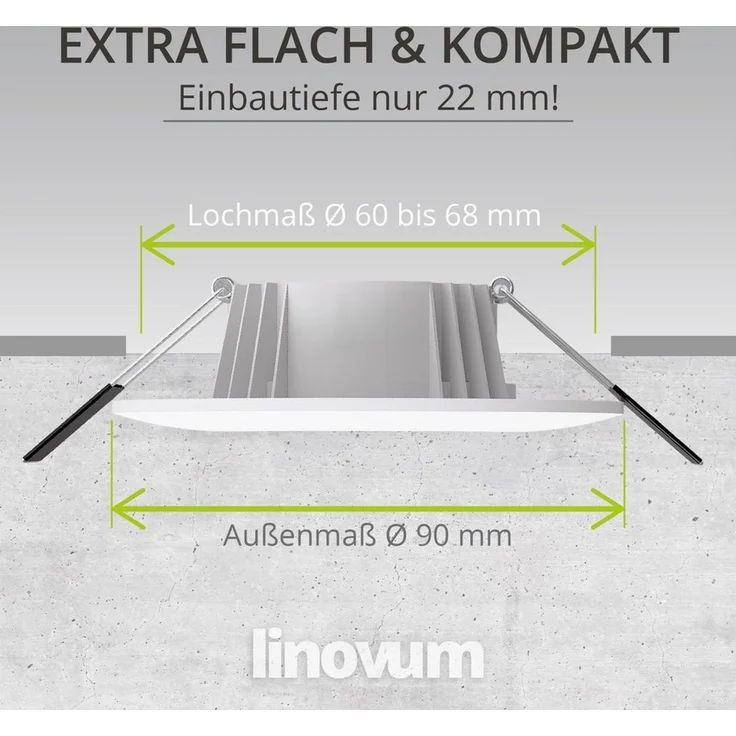 linovum LED Außen-Deckenleuchte CERBUS Einbauspot Bad IP65 einstellbare Lichtfarben warm neutral kalt, Neutralweiß, Warmweiß, Tageslichtweiß – Bild 4