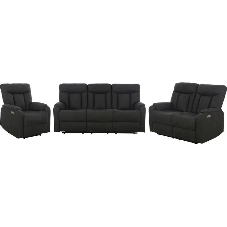 Femo Trade 3-Sitzer FM-3215, Anthrazit, Mikrofaser, USB-Anschluss, 1-motorig, elektrische Relaxfunktion, B 186 x H 100 x T 93 cm