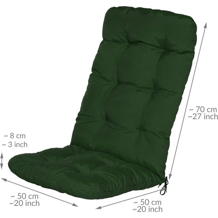 Beautissu Hochlehnerauflage 6er Set Hochlehner Auflagen Flair HL, 120 x 50 x 8 cm, Dunkelgrün, Sitzpolster Set für Gartenstühle Outdoor – Stuhlkissen für Hochlehner – Bild 1