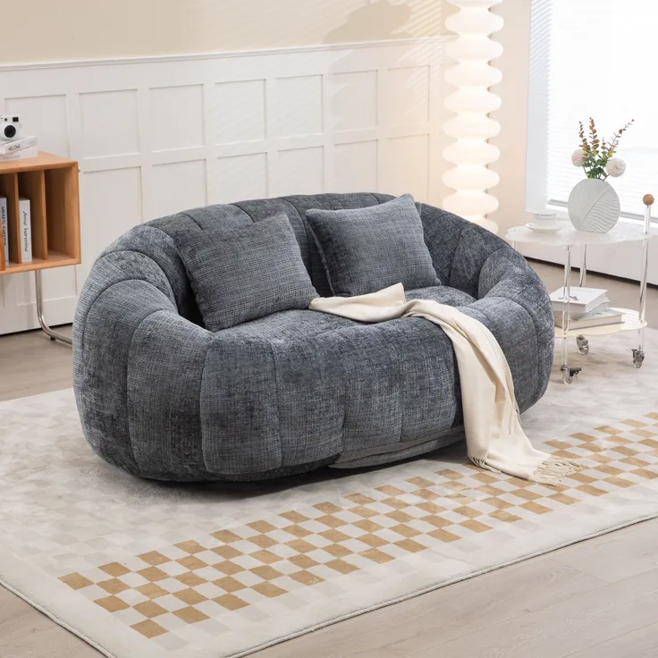 Sitzsack Sofa Lounger Chenille Grau, 150x95x63 cm, bis 150 kg