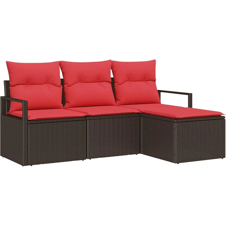 vidaXL Sofa Set 4 stk. Braun Poly-Rattan 3346334 – Bild 2