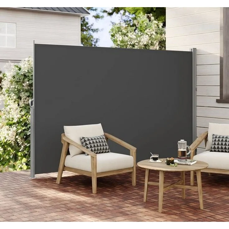 SONGMICS Seitenmarkise mit Stahl-Kasten, rostbeständig, ausziehbar, Anthrazit, 160x350 cm – Bild 1