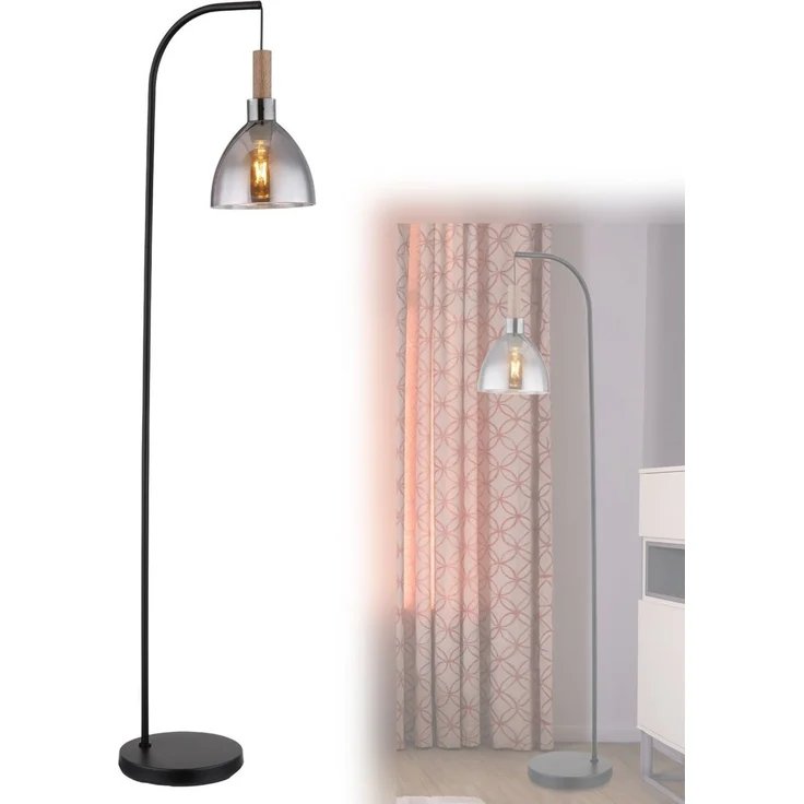 Stehleuchte Wohnzimmer Rauchglas Stehlampe Schwarz Standleuchte Standleuchte – Bild 1
