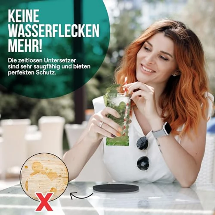 wortek Getränkeuntersetzer Filz-Untersetzer 10 Stück + Box, Anthrazit, Zubehör für Tisch & Gläser, Tassen, Bar, Glasuntersetzer Ø 10 cm inkl. Holzhalterung, waschbar – Bild 6