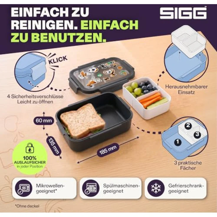 SIGG - NIMO Kids Set - Innenschale & Auslaufsichere Snackbox - Mikrowellen- & Spülmaschinengeeignet - BPA-frei - Leicht - Für Schule, Kita & Freizeit - 800ML – Bild 3