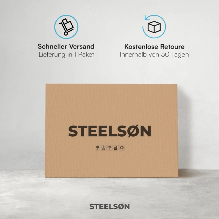 STEELSØN 'Kestra' Mülltonnenbox 1er 120 Liter, anthrazit mit Holzoptik, Mülltonnenverkleidung aus Stahl, wetterfest, 102x62x60,5 cm, Müllbox für 1 Tonne – Bild 8