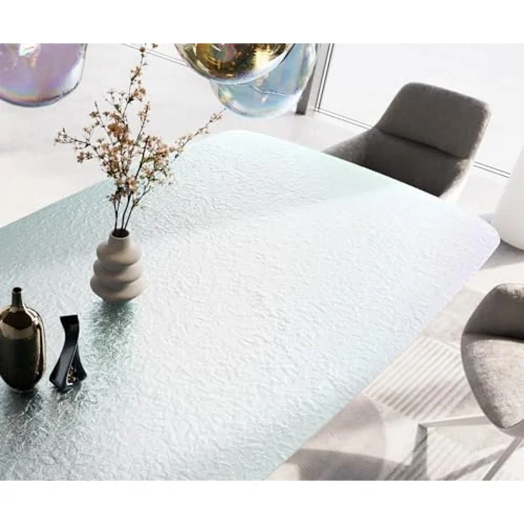 Esstisch Edge Boot 240x120 cm Reliefglas Perlmutt 3D-Design Metall Schräg Weiß – Bild 4