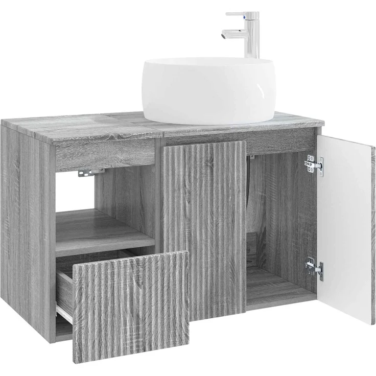 vidaXL Badezimmerschrank-Set 2 stk. Grau Sonoma 79,5 x 44,5 x 80 cm 3404100 – Bild 4