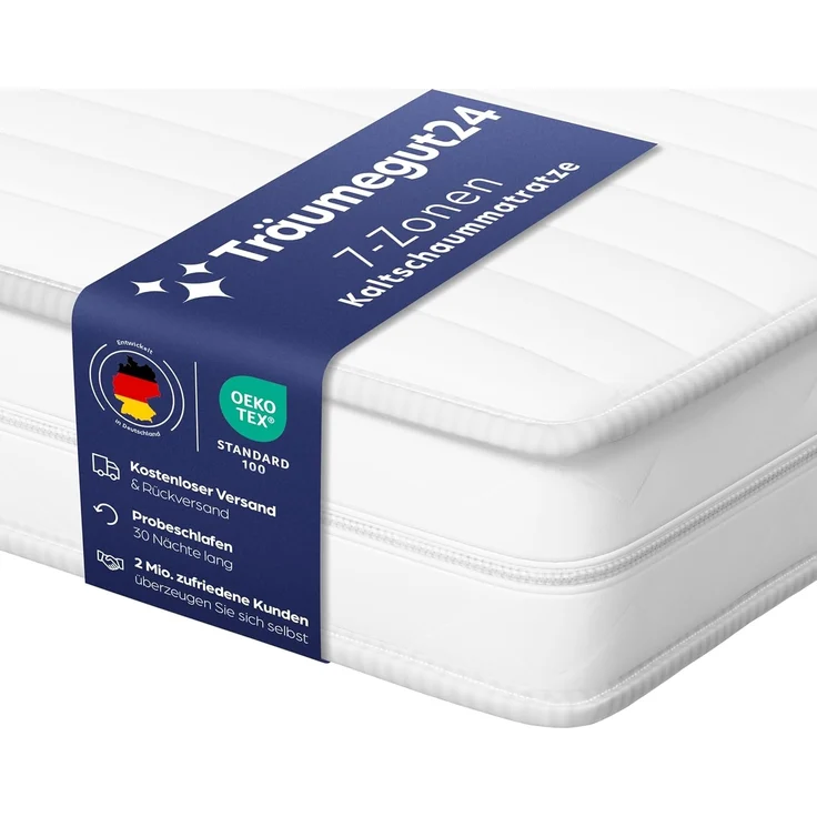 Träumegut24 AquaFlex® ergonomische 7-Zonen Kaltschaummatratze, Öko-Tex Zertifiziert, Höhe 16 cm, 120x200 cm, H4 – Bild 1
