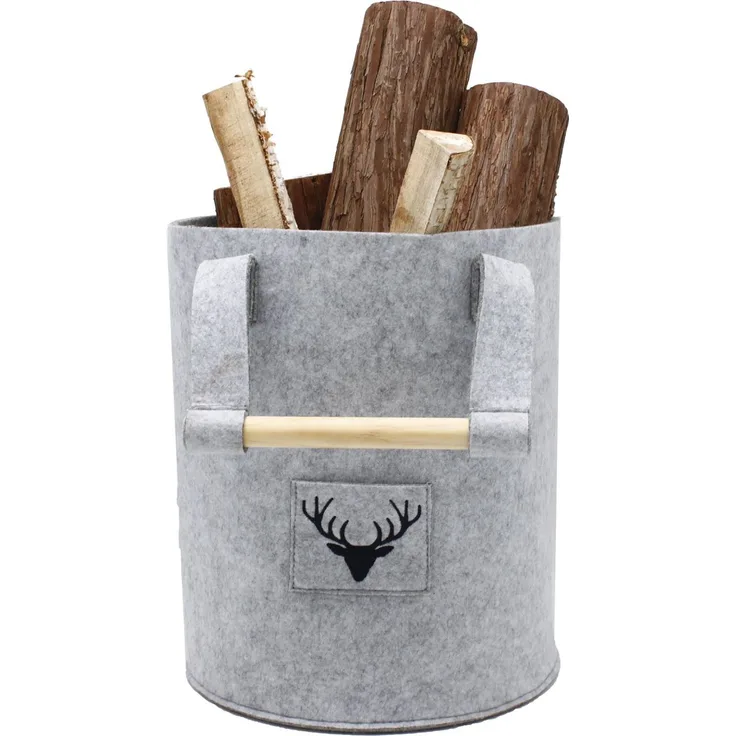 TrendLine Holzkorb Filz 28 x 35 cm grau