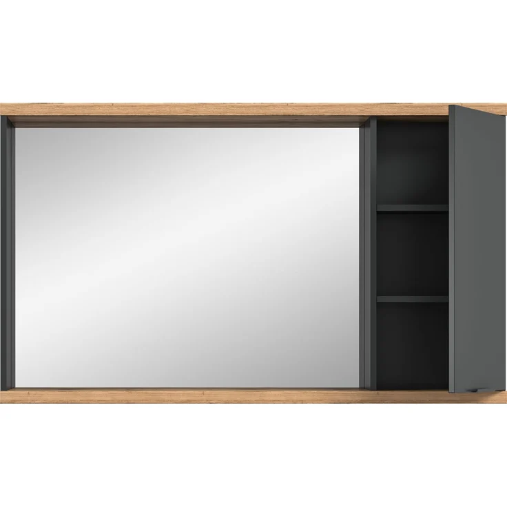 Spiegelschrank (B/H/T: 130x76x20 cm) in anthrazit grau Nachbildung – Bild 3
